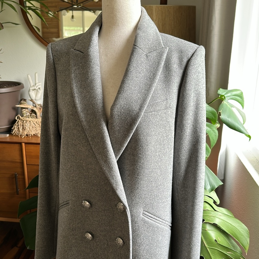 Veronica Beard Double-Breasted Gray Wool Blazer - image 2